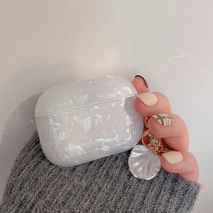 Dreamy Pearl Shell AirPods Case with Keychain – Soft Protective Cover for AirPods Pro 2/1, 3, 2, 1