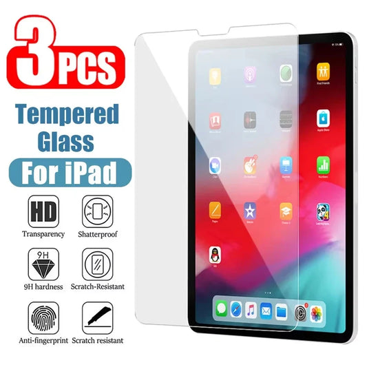 3-Pack Tempered Glass Screen Protector - Apple iPad 10th 9th 8th 7th Mini Air & Pro Series