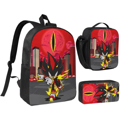 3-Piece Student Backpack Set - Cartoon School Bag with Lunch Bag and Pencil Case