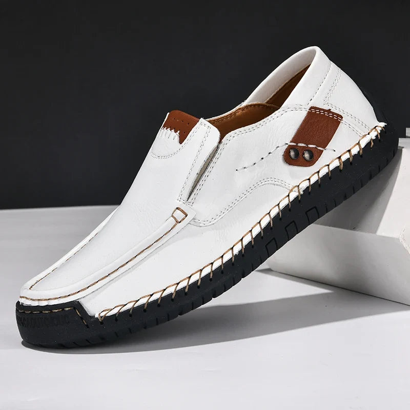 Handmade Leather Men’s Loafers - Casual Slip-On Moccasin Shoes Comfortable Walking Flats for Fall