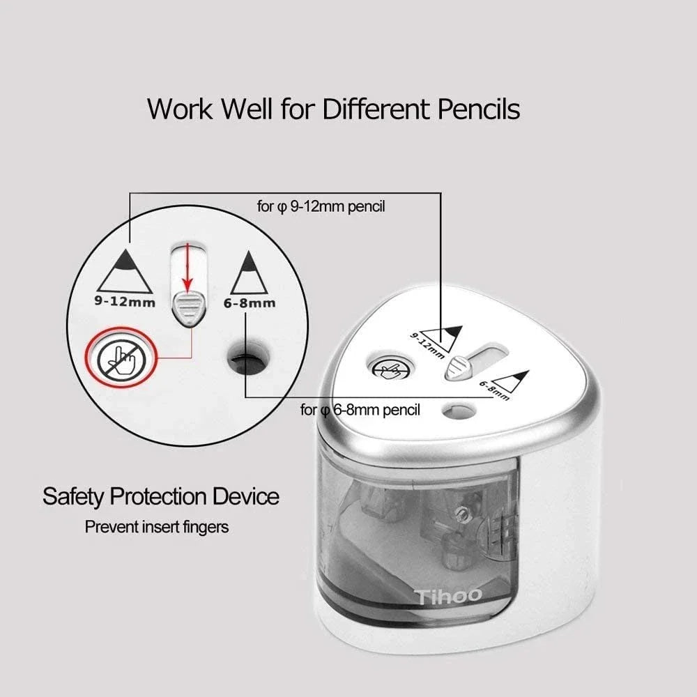 Tenwin Two-Hole Electric Pencil Sharpener – Automatic Switch for Home, Office, School – Stationery Art Supplies