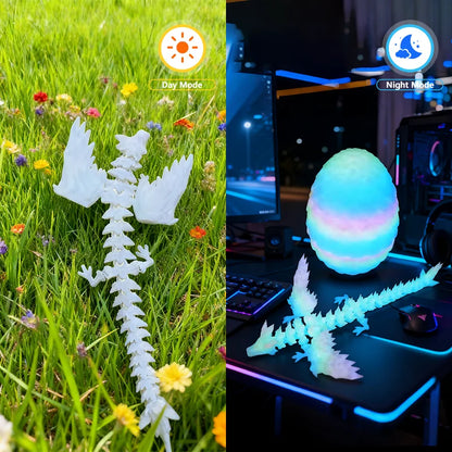3D Printed Articulated Dragon Figurine - Colorful Gem Dragon Movable Joint Desktop Fantasy Action Figure Craft