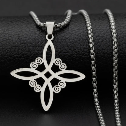 Witchcraft Witch Knot Necklace - Irish Trinity Knot Triple Spiral Pendant, Stainless Steel Ankh Cross Pentagram Amulet Jewelry