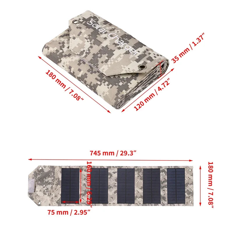 60W 80W 100W Foldable Solar Panel — 5V USB Portable Waterproof Charger for Phone, Camping & Power Bank