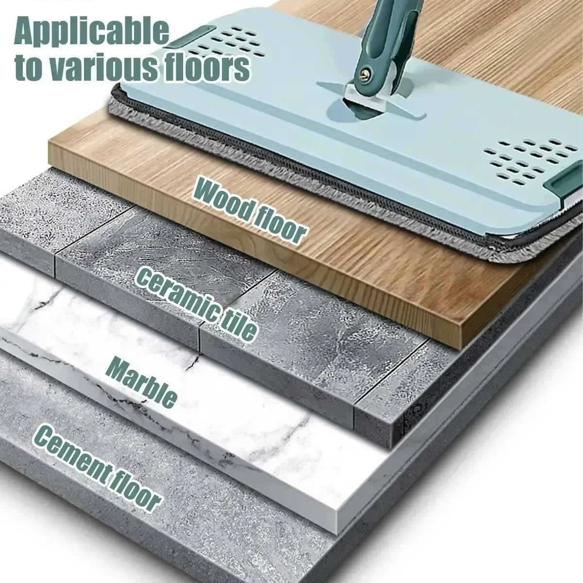 Flat Squeeze Mop with Bucket – Easy Wring Microfiber Floor Cleaner for Hardwood & Laminate