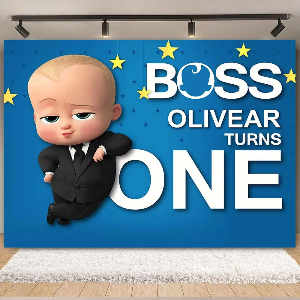 Cartoon Boss Baby Birthday Party Set - Disposable Tableware, Backdrop & Balloons for Kids Baby Shower Decor