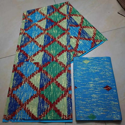 Real Ankara Wax Lace Fabric - 100% Cotton Nigerian Gold Print, 6 Yards Ghana Style Party Dress Material