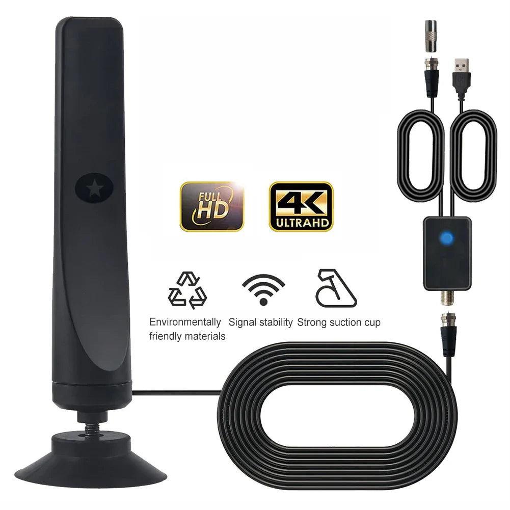 HD Digital TV Antenna - 50 Miles Amplified Signal Booster VHF/UHF Antenna for 4K & 1080P TVs