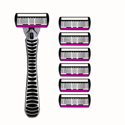 3/6/12PCS Men’s Safety Razor Blades - 6-Layer German Stainless Steel Shaving Cartridges Compatible with Mach Razors