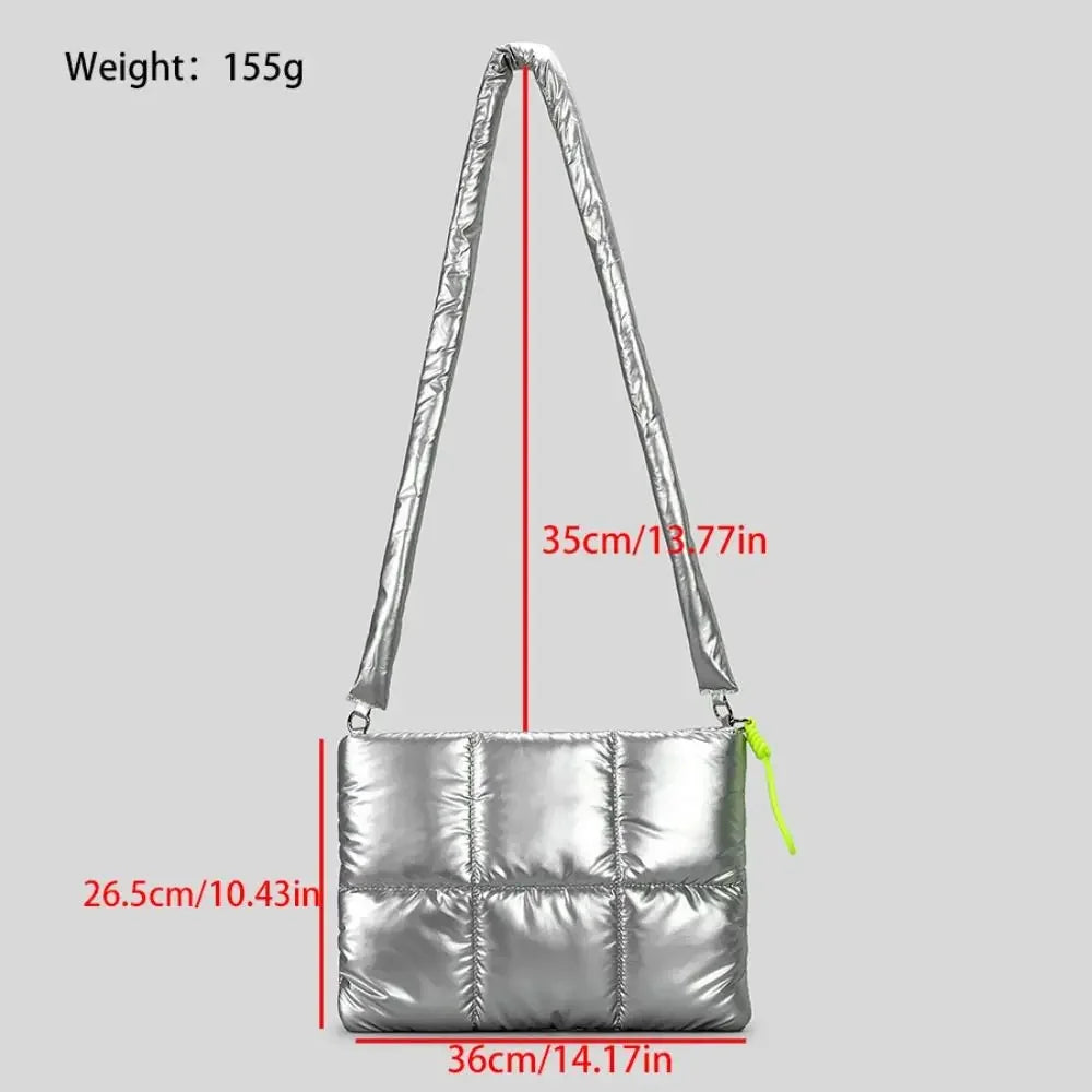Trendy Puffy Cotton Laptop Bag 14 Inch — Waterproof, Shockproof Sleeve with Shoulder Strap for MacBook, Lenovo, Huawei