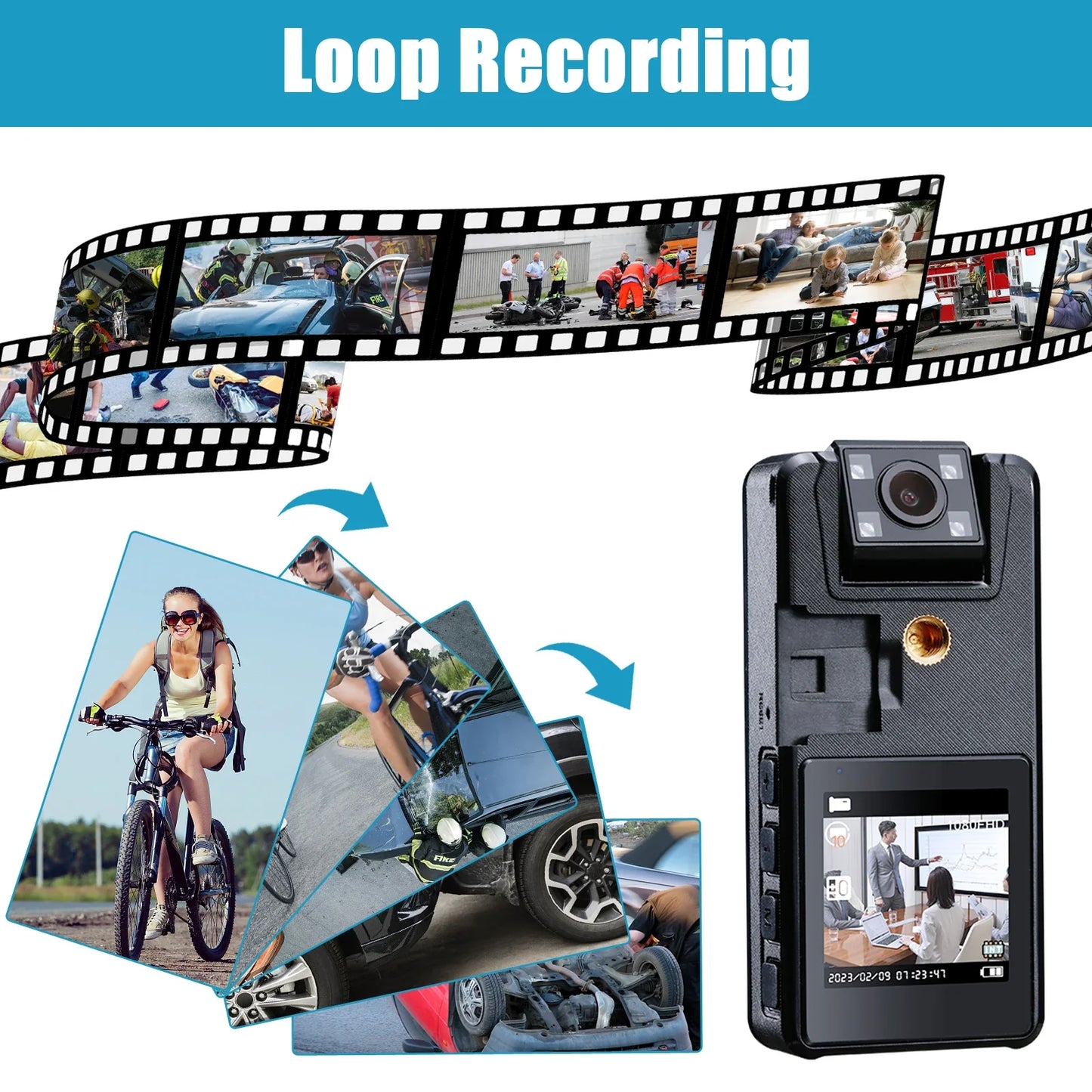 Vandlion A39 Mini Camera - Full 1080P HD Camcorder for Body Mount, 180° Rotating Small Cam for Biking, Sports, Car DVR, and Webcam - 3000mAh Battery