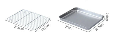 430 Stainless Steel BBQ Grill Pan - Oven Safe Square Roasting & Drip Tray