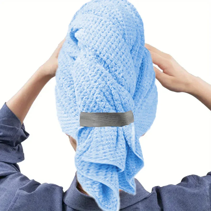 Extra Large Microfiber Hair Towel Wrap – Quick Dry, Ultra-Absorbent Soft Turban with Elastic Band