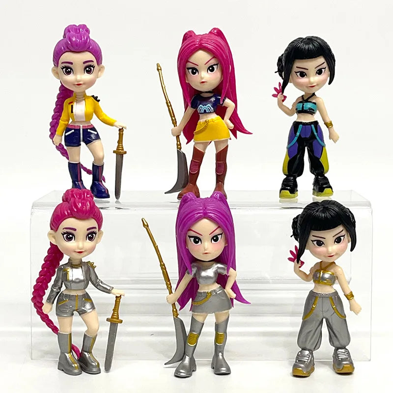6PCS Kpop Demon Hunters PVC Figure Set – Cartoon Gaming Desk Decoration Collectible Toy for Kids