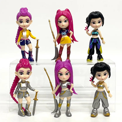 6PCS Kpop Demon Hunters PVC Figure Set – Cartoon Gaming Desk Decoration Collectible Toy for Kids