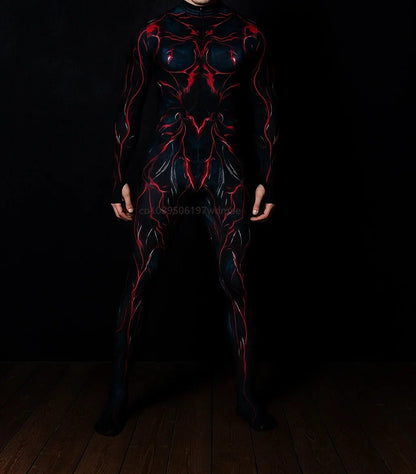 Men's Cyberpunk Muscle Bodysuit - Sci-Fi Printed Cosplay Zentai Costume for Carnival, Stage & Performance Events