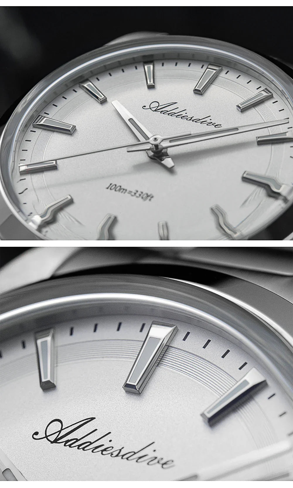 ADDIESDIVE 36MM Men's Stainless Steel Quartz Watch — Luxury Bubble Mirror Glass, 100M Waterproof Timepiece AD2066