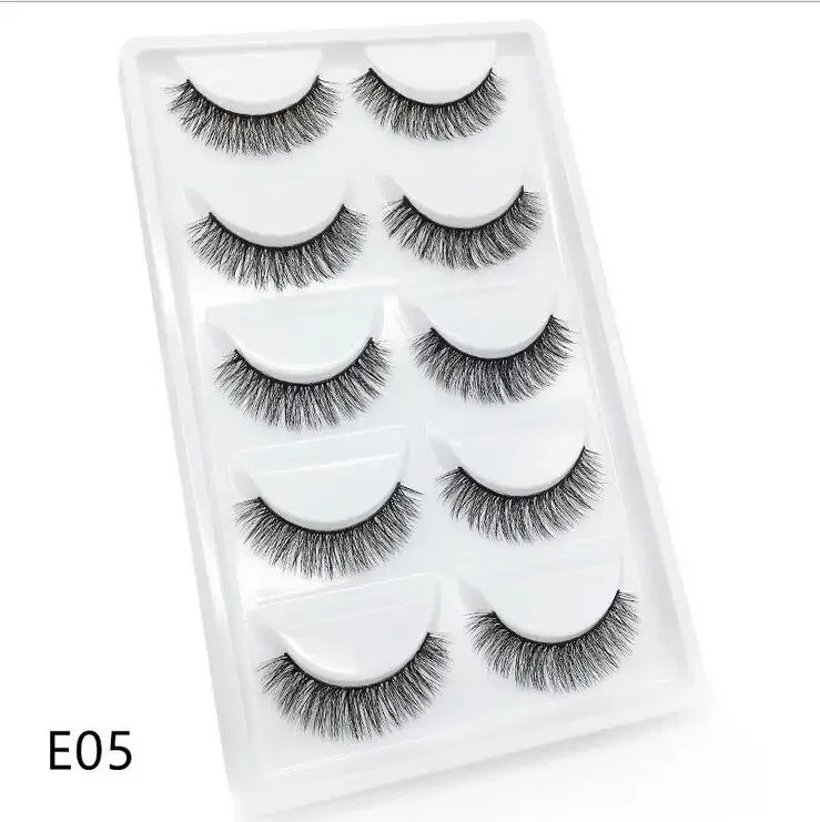 5 Pairs 3D Real Mink False Eyelashes – Soft Natural Look Eyelash Extensions for Makeup & Daily Wear