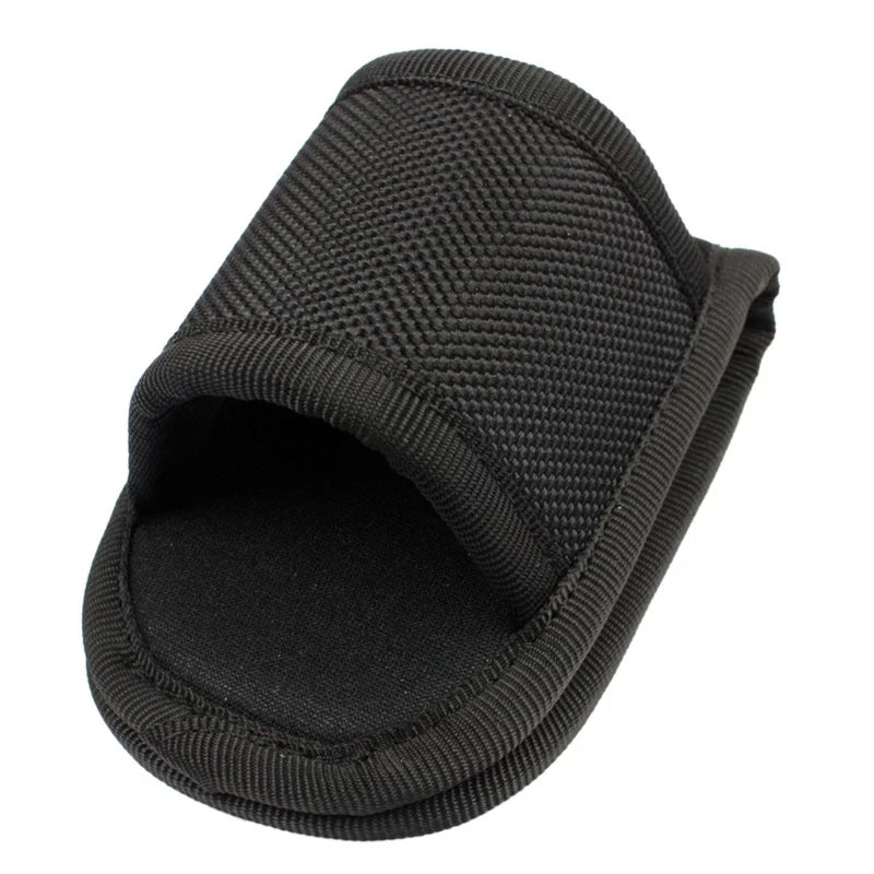 Nylon Weave Flashlight Pouch - PU Leather Duty Belt Holster Open Top Holder for D Cell & Compact Flashlights