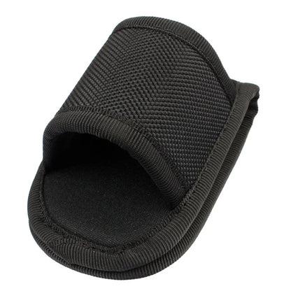 Nylon Weave Flashlight Pouch - PU Leather Duty Belt Holster Open Top Holder for D Cell & Compact Flashlights
