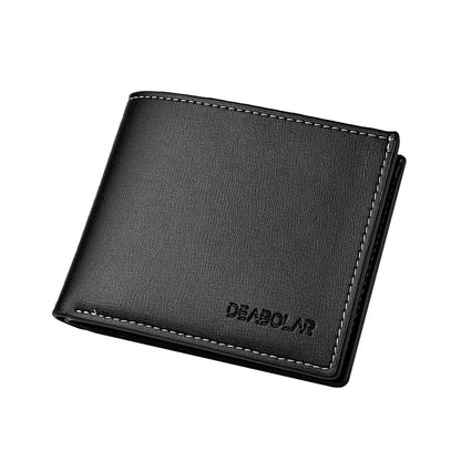 PU Leather Men’s Slim Short Wallet – Thin Folding Credit Card Holder Wallet for Young Men Fashion Minimalist Pocket Wallet