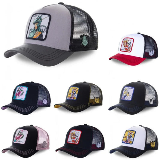 Saint Seiya Anime Baseball Cap - Adjustable Cotton Mesh Trucker Hat for Men & Women Summer Sun Protection