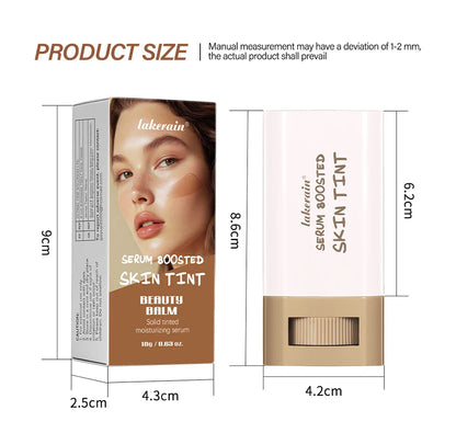 Balm Serum Skin Tint – Silky Texture, Moisturizing Coverage & Plumping Stick Foundation for Even Skin Tone, Travel-Friendly