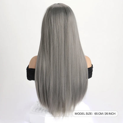 26" Long Straight Synthetic Wig for Women – Colorful Fashion Wig for Daily Wear, Halloween Costume, Party & Cosplay