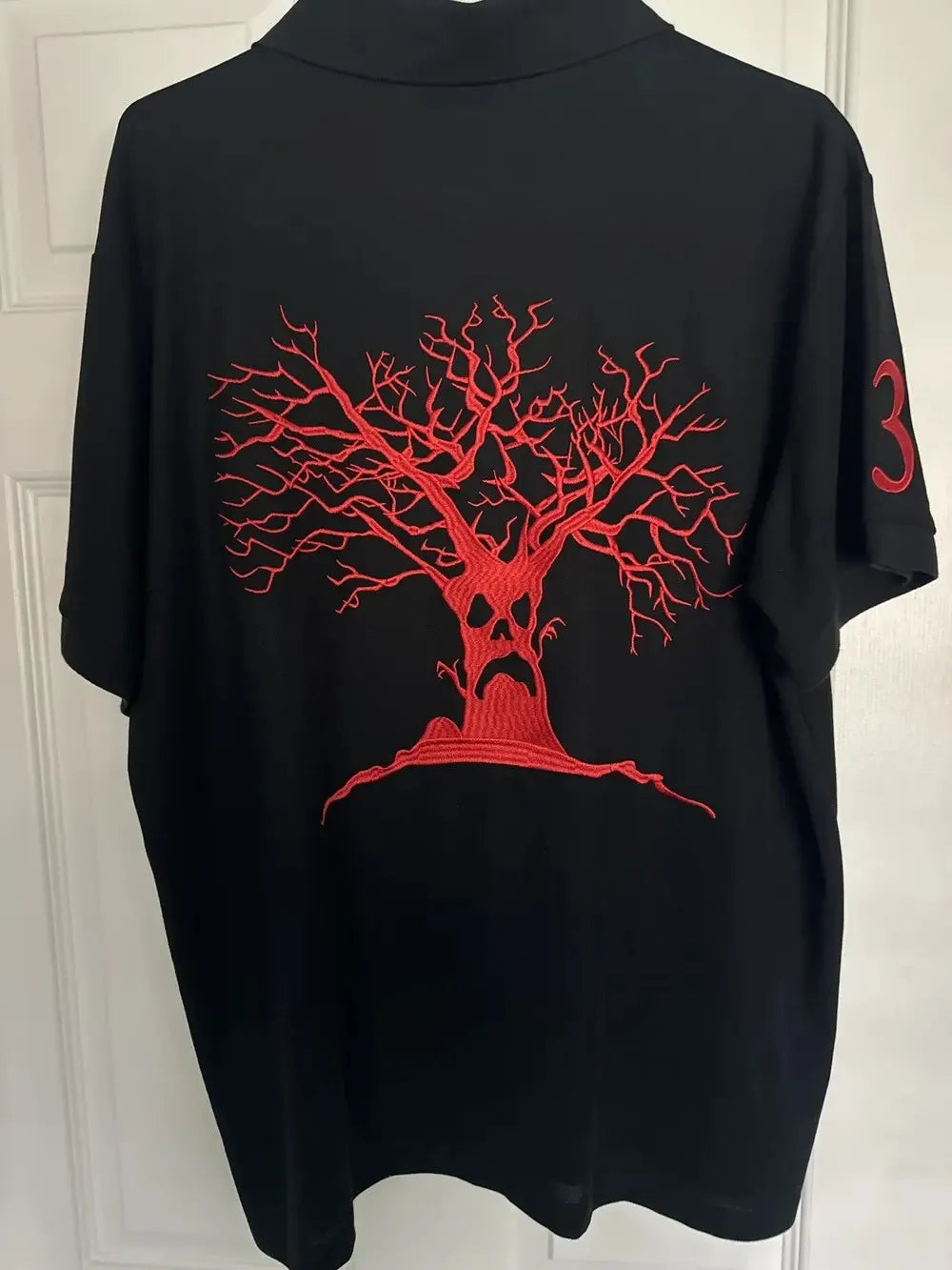 Haunted Mound Polo Shirt - Retro Y2K Streetwear Cotton Embroidered Short Sleeve Casual Top for Men