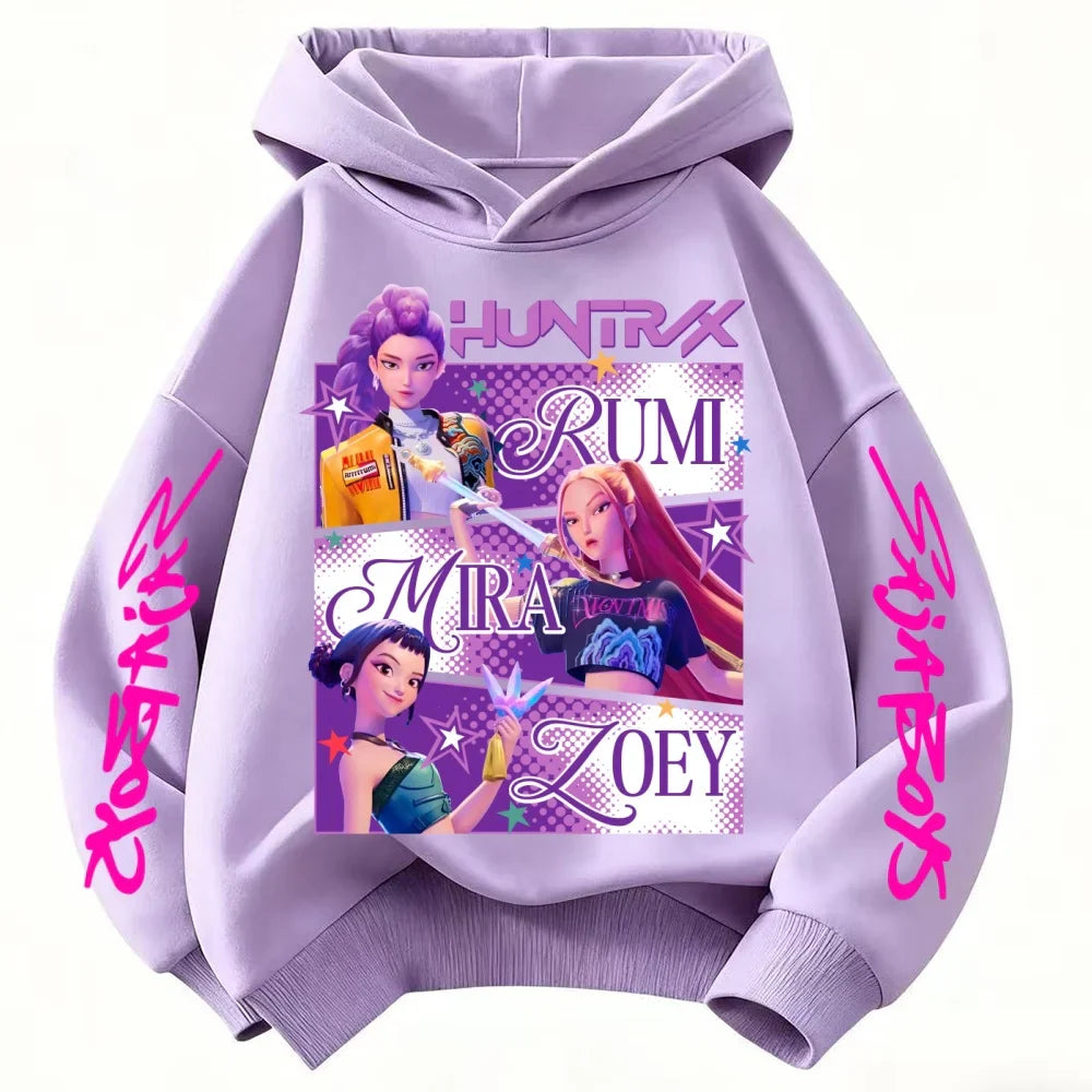KPop Demon Hunters Huntrix Hoodie – Kids Fashion Sweatshirt for Girls & Boys, Spring Autumn Casual Tops