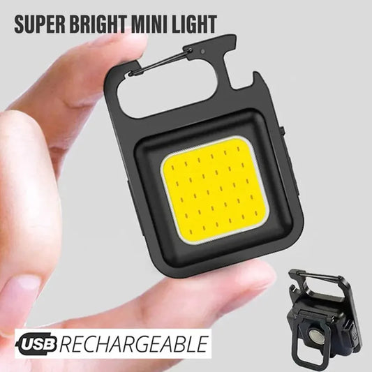 Super Bright Mini COB Keychain Flashlight - USB Rechargeable Magnetic Pocket Work Light for Camping & Fishing