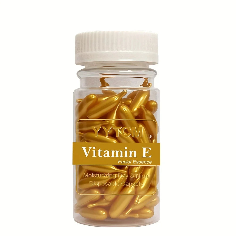 Vitamin E Serum Capsules - Hydrating Single-Use Facial Essence 90 Capsules per Bottle