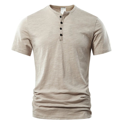 Men’s Casual Henley T-Shirt - High Quality Short Sleeve Summer Basic Fashion Top