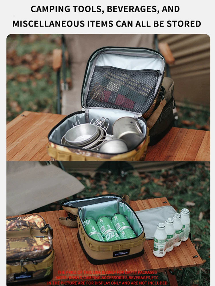 Camping Insulated Bowl & Cup Storage Bag – Outdoor Portable Lunch Bag, Available in Black, Brown, Army Green, and Camo
