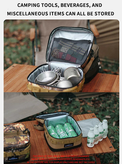 Camping Insulated Bowl & Cup Storage Bag – Outdoor Portable Lunch Bag, Available in Black, Brown, Army Green, and Camo