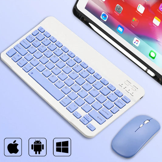 Mini Bluetooth Wireless Keyboard Set - Universal Phone Tablet iPad Keyboard and Mouse Accessories