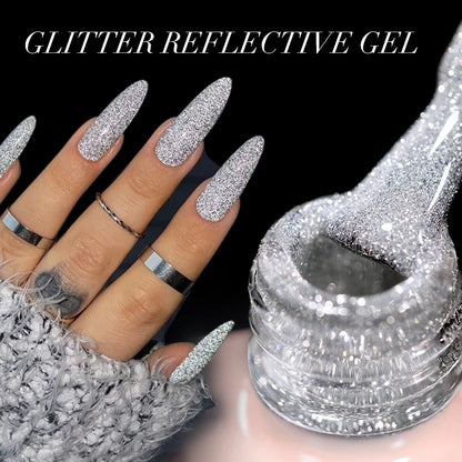 UR SUGAR Champagne Gold Silver Reflective Glitter Gel Nail Polish 15ml - Semi-Permanent Soak Off UV Manicure Art Varnish