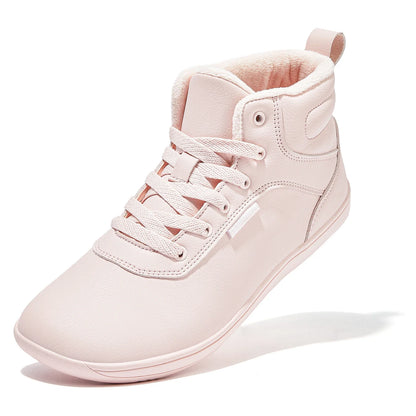 HOBIBEAR Unisex Winter Barefoot Shoes – Wide Toe Box Faux Fur Lined Ankle Sneakers for Women & Men, Artificial Leather Lace-Up