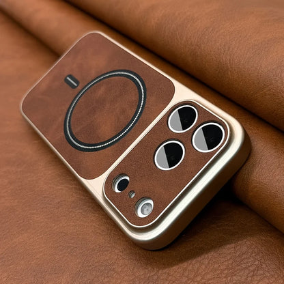 Luxury Matte Leather Magnetic Phone Case - MagSafe Wireless Charging Cover for iPhone 13, 14, 15, 16 & 17 Pro Max Series