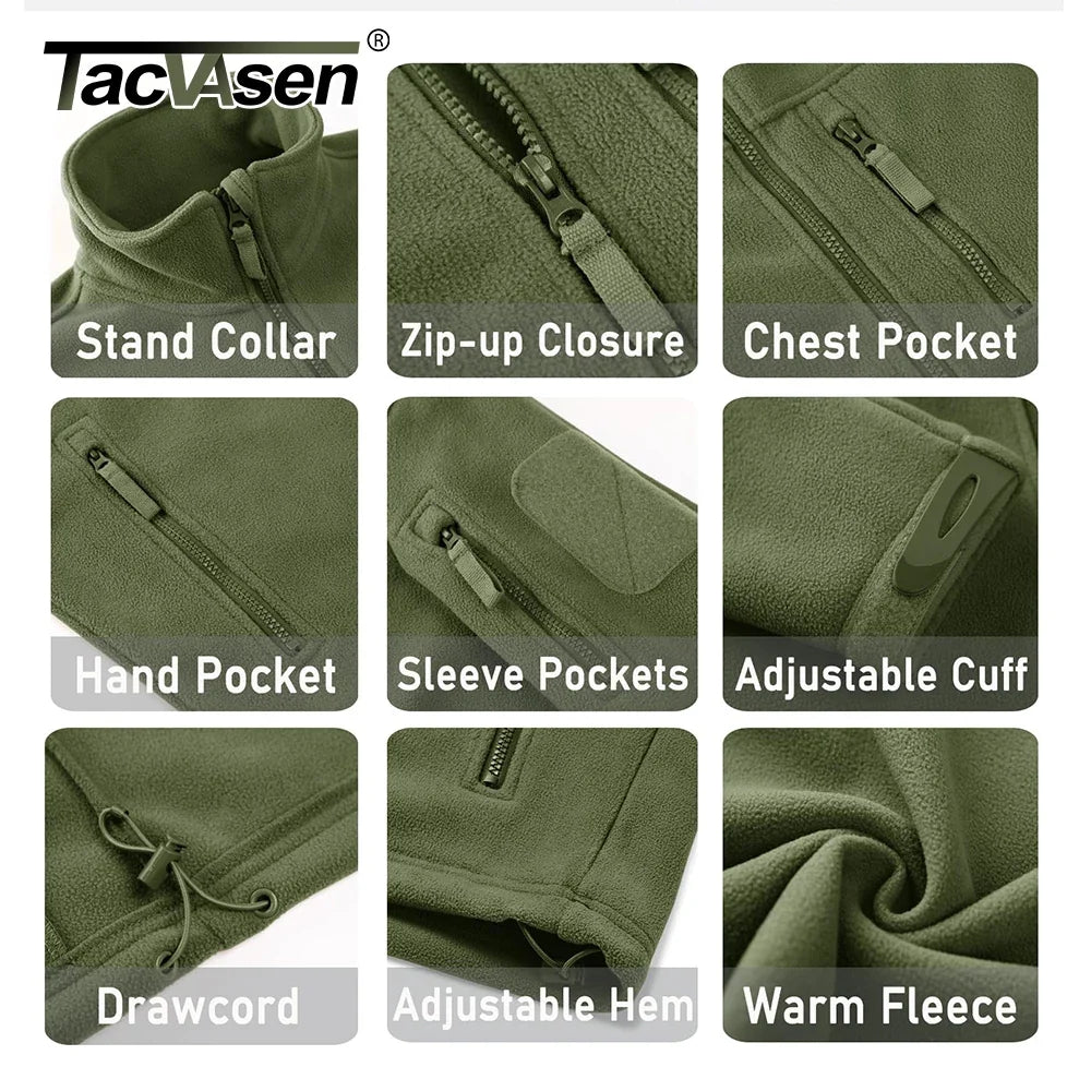 TACVASEN Men's Fleece Jacket - Warm Windproof Full Zip Outdoor Hiking Coat