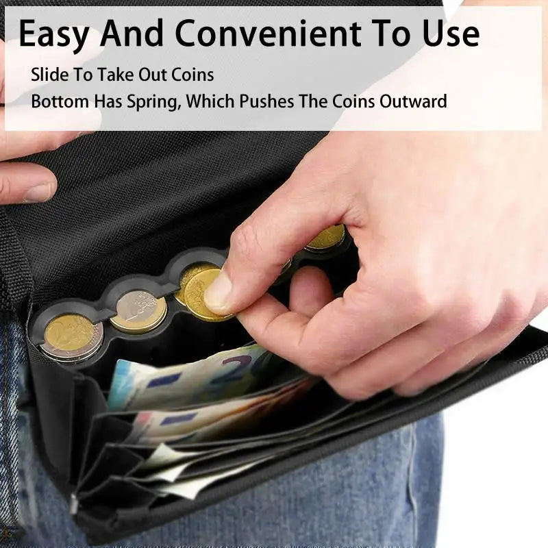 Multi-Pocket Waist Bag – Portable Euro Coin Holder & Money Storage Wallet for Waiters, Drivers & Phones