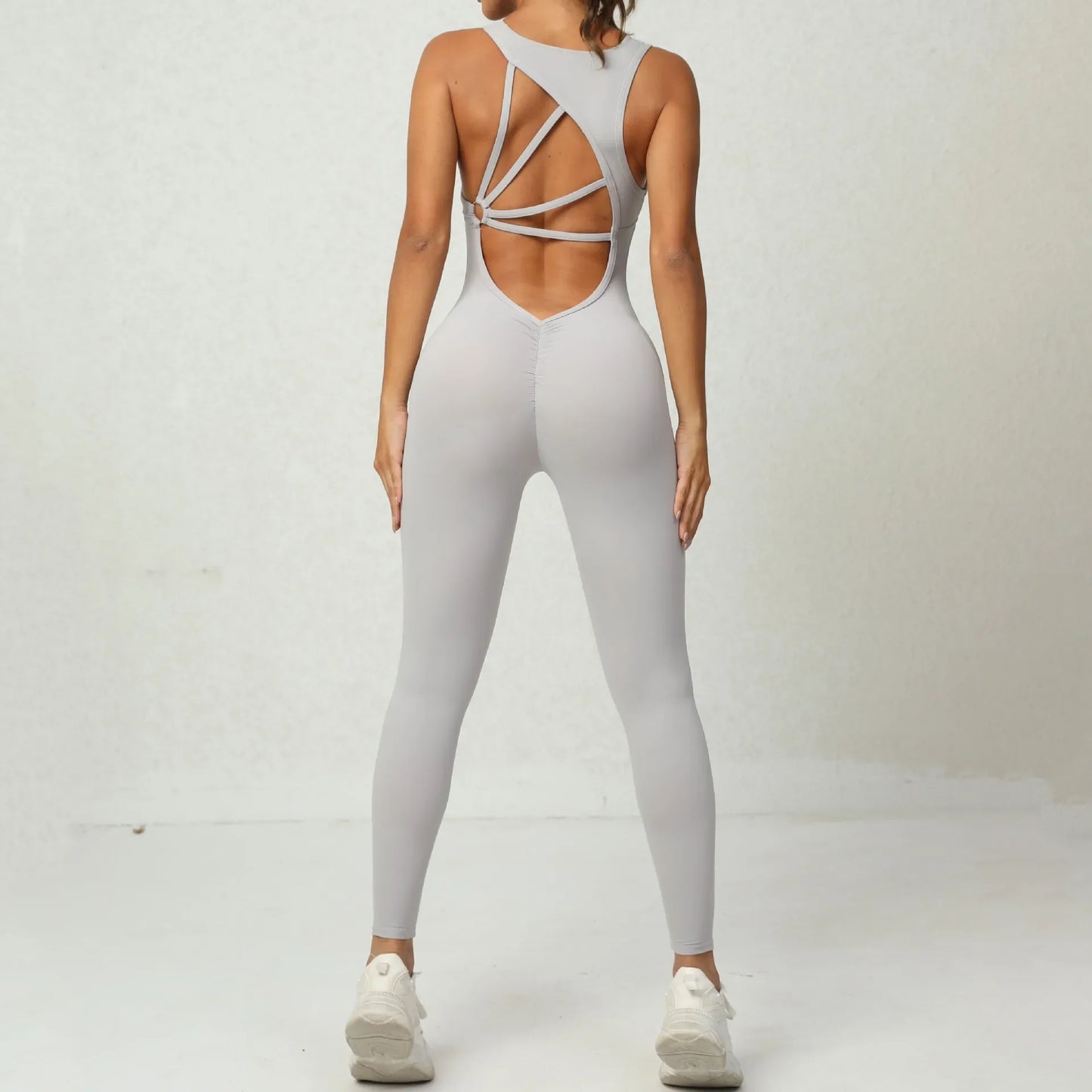 2024 Women’s Gym & Yoga Set – One-Piece Cup Jumpsuit with Long Pants for Workout, Fitness & Activewear