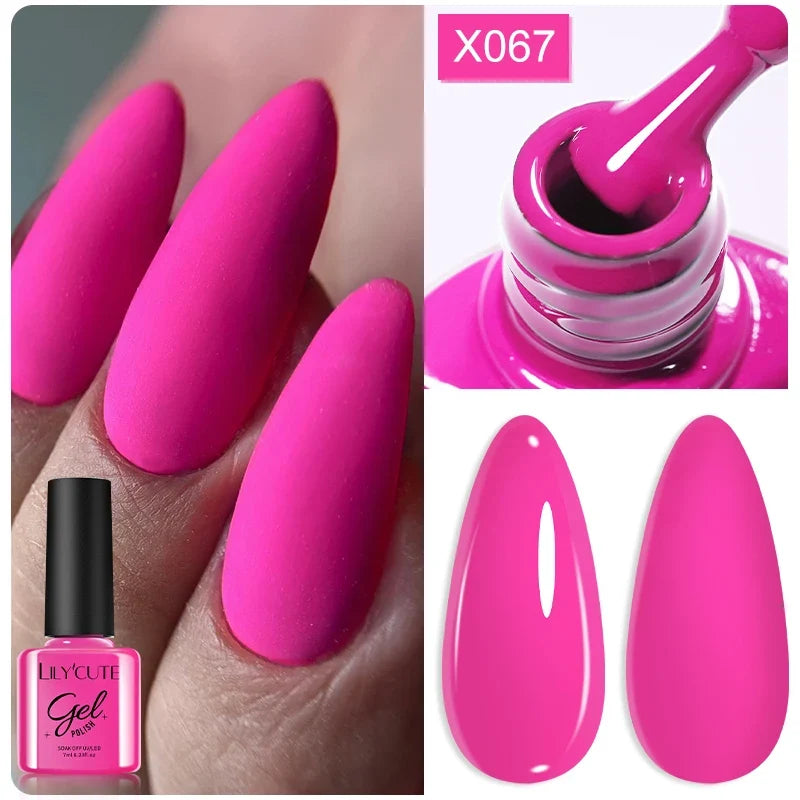 LILYCUTE Solid Color Gel Nail Polish 7ml - Semi-Permanent Soak Off UV LED Gel Varnish for Nail Manicure Art