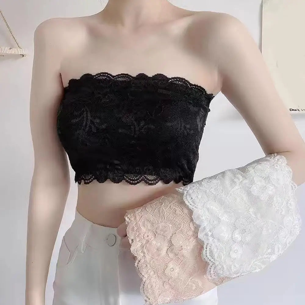 Women’s Strapless Lace Tube Top Bra – Breathable Seamless Crop Bralette, Invisible Support Underwear for Summer Comfort