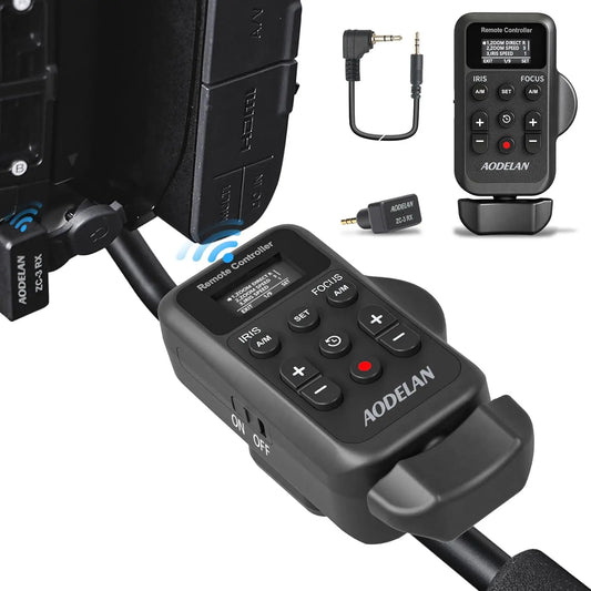 AODELAN ZC-3 Wireless Camera Remote Controller - LANC 2.5mm Zoom Focus Iris & Recording Control for Sony Canon Camcorders