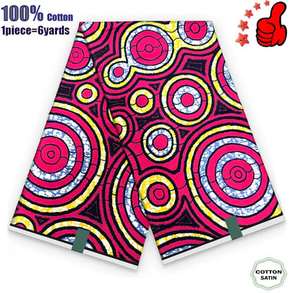 African Real Wax Print Fabric - 100% Cotton Ghana Nigeria Style Ankara Batik Sewing Material