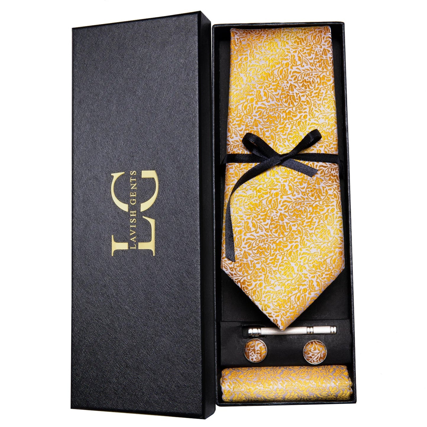 Hi-Tie Luxury Paisley Teal Green Tie Set - Men’s Classic Necktie with Handkerchief & Cufflinks Gift Box for Wedding & Formal Wear