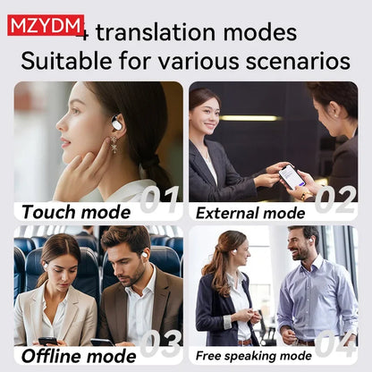 3-in-1 AI Translator Earbuds - Bluetooth 5.4 Smart Voice Headset with Real-Time Translation, Noise Cancellation & 144 Languages Support