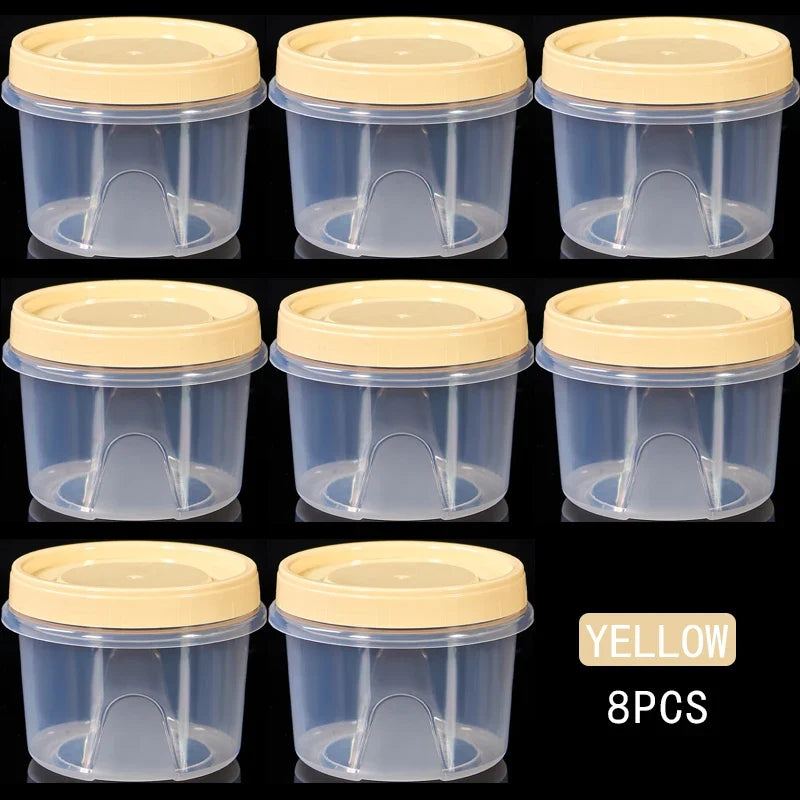8Pcs 500ml Food Storage Containers - Round Sealed Fresh Keeping Boxes for Refrigerator, Fruits, Snacks & Microwave Heating