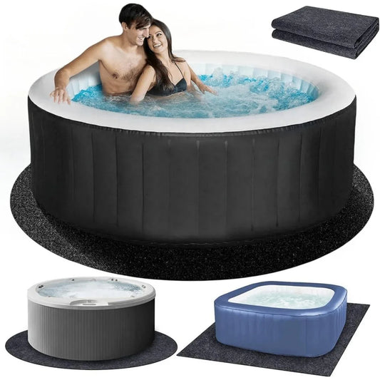 Round Inflatable Hot Tub Mat - Waterproof Non-Slip Floor Protector for Indoor & Outdoor Spa Pools